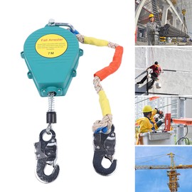 TFCFL Self Retracting Lifeline, 330lbs Double Brake System Fall Protection Retractable Safety Harness Lanyard, Fall Arrester with Self-Locking Hook & Steel Wire Rope 23ft (7m)