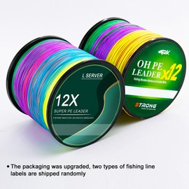 L SERVER Braided Fishing Line, 500 m/1000 m, 12-Way Braided Anti-Bite Fishing Line, 100% PE Bait, Sea Fishing Line, 12.6-81 kg, Colourful (1000 m), 5.0 (0.37 mm/41.0 kg)