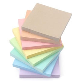 Notas adhesivas de 3 x 3 pulgadas, 8 blocs de notas autoadhesivas, 8 colores pastel multicolor con bloc de notas grises, adecuadas para la escuela,...