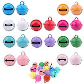 WUDQIJI 50pcs 0.9 inch (22 mm) Diameter Tin Bell Decoration Colorful Craft Bell Christmas Bell Jingle Bell Christmas Tree Ornament Christmas Bell Handcraft Party Decoration Amulet (10 Colors)