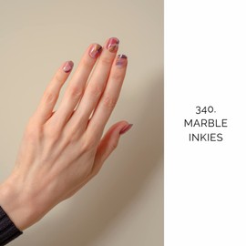 NAILOG Semi Cured Gel Nail Strips (20 Extra Long Stickers/Wraps) | Buy 2 Get 1 UV Lamp | Glossy & Long Lasting Soft Gel Finishing | Marble Inkies