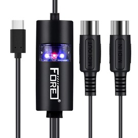 FORE Type-C to MIDI Interface MIDI Cable Adapter with Input&Output Connecting with Keyboard/Synthesizer for Editing&Recording Track Work with Windows/Mac OS for Studio Type-C Color Balck - 6.5Ft
