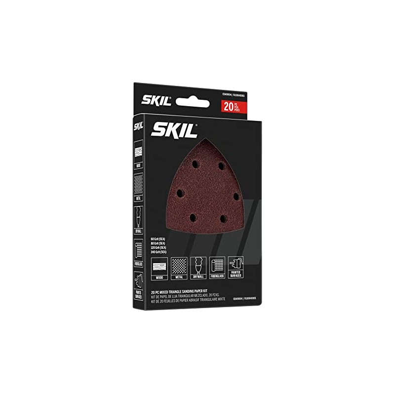 SKIL 20-Piece Mixed 60/80/120/240 Grits Mouse Detail Sanding Paper Kit