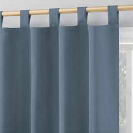 Sun Zero Easton Energy Saving Blackout Tab Top Curtain Panel, 40" x 63", Denim Blue