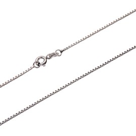 MYSTIC JEWELS 925 Sterling Silver Rhodium Plated Fine Venetian Chain for Women 40 45 50 55 60 70cm, Silver, No Gemstone