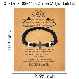 Son Birthday Gifts from Mom Dad To My Son Soccer Bracelets for Men Stepson Christmas Gifts for Sons Cross Bead Bracelet for Soccer Lovers Inspirational Gifts for Men Natural Stone Bracelet for Stepson