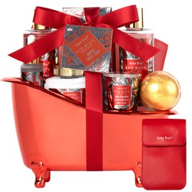 Mother gifts Spa Gift Set For Women, Birthday Gifts for Her, Spa Gift Basket for Women, Red Rose Bath and Body in Floral Scents Bath Kits, Home Spa Gift Basket, Bath Spa Kit for Mothers day Lotion