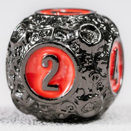 D&D Dice Set 7PCS Meteorite Metal Dice with Box, RPG DND Dice Dungeons and Dragons Role Playing Game Polyhedral Dice Set D20 D12 D10 D8 D6 D4 (Black Red)