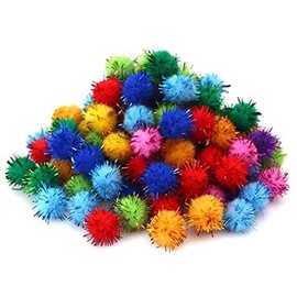 DIY Pom poms Ball Christmas Decoration Glitter Pompom Colorful Soft Fluffy Plush Craft Sewing Accessories (20mm Diameter (0.75"))