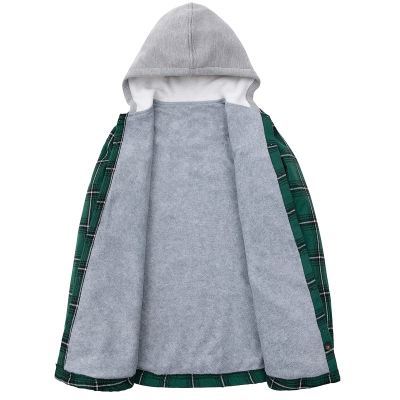 Women's Button Down Flannel Shirt Hoodies Jacket Thermal Fleece Lined