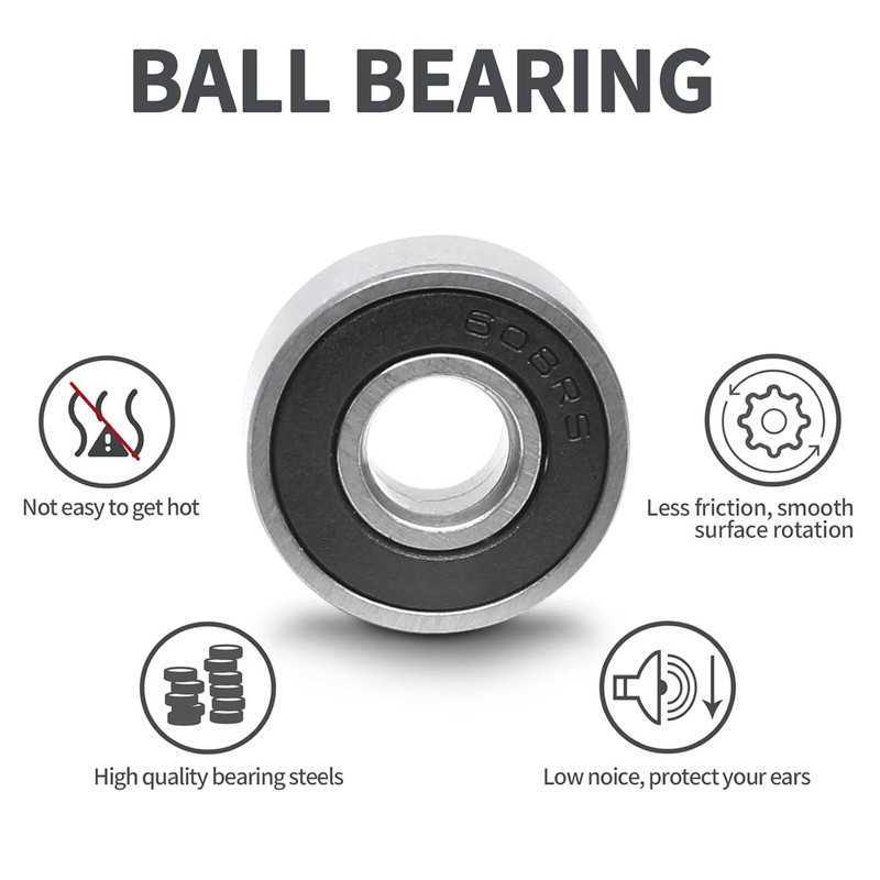 Yeanifeana 24PCS 608-RS Ball Bearing, Double Rubber Sealed Shielded Miniature