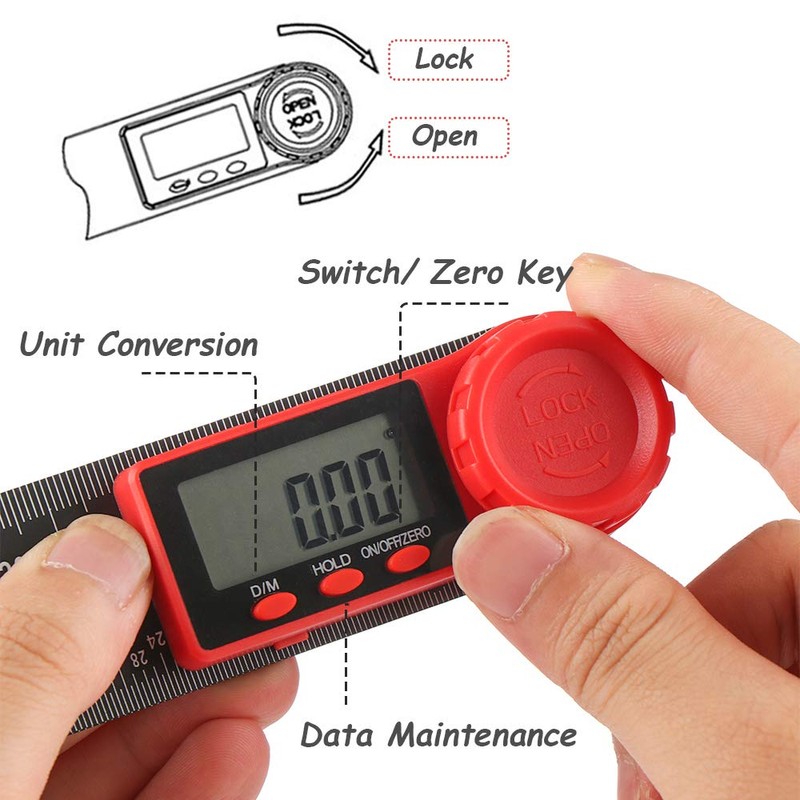 Mesee LCD Digital Angle Finder Ruler, 200mm/7 Inch Angle Finder