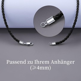 Viwind Leather Chain Braided Faux Leather Necklace Stainless Steel Clasp 3 mm Wide Women Men Chain for Pendant Charm 45-60 cm Choice of DIY Leather Cord, Leather