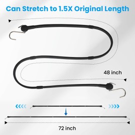 Joneaz Adjustable Silicone Rubber Bungee Cords with Hooks 48 inch, Heavy Duty 4 Piece Set Package, Flexible and Stretchy