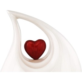 Urns for Ashes Adult Women and Men, Pearl White Teardrop Heart Design Keepsake urn, Burial, Columbarium or Home, Cremation Urns for Human Ashes