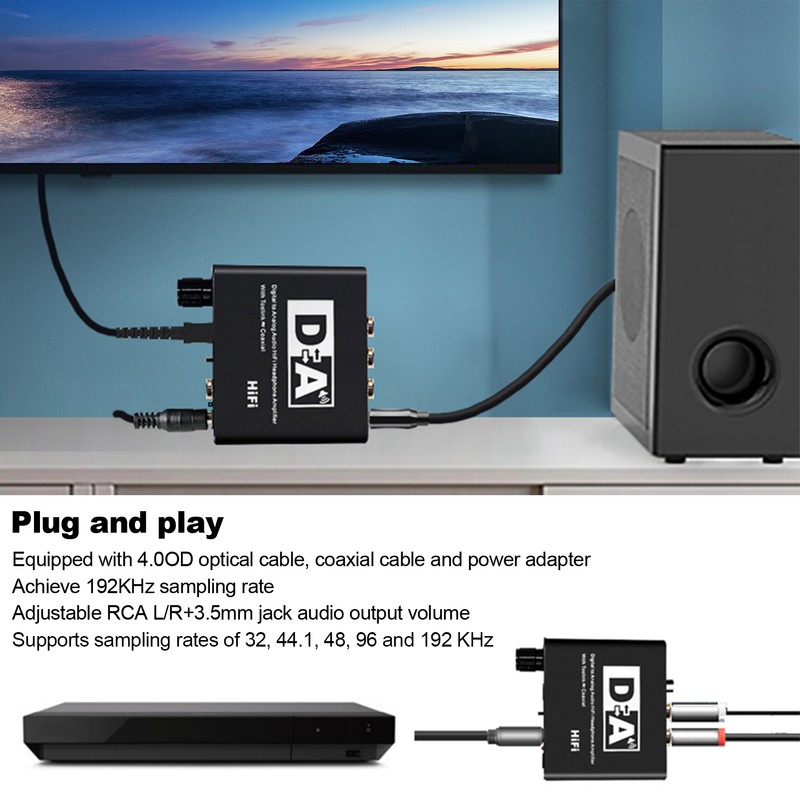Digital to Analog Fiber Converter Volume Adjustment Coaxial to 5.1