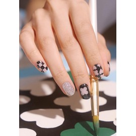 ohora Semi Cured Gel Nail Strips (N Check in Wonderland) - Works with Any Lamps, Salon-Quality, Long Lasting, Easy to Apply & Remove - Includes 2 Prep Pads, Nail File & Wooden Stick