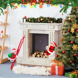 Santa Claus Musical Climbing Rope, Electric Christmas Climbing Santa Rope Decoration Climbing Santa Claus Doll Toy with Christmas Music, Climbing Santa Rope for Home Party Wall Tree Holiday Decoration
