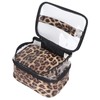 Double Layer Cosmetic Bag PVC Leopard Print Design Portable Large