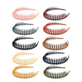 ZHUXILUDAO 10PCS plastic headbands Tooth Comb Headbands non slip Morandi thin headbands for women girl men teenagers headbands zig zag headbands (Multiple colors-Small wave, Multiple colors)