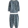 NEXT Oversized Fit Cotton Pyjamas Pack of 3, Blue/Ecru