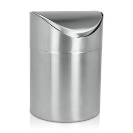 Metaltex Table Waste Container with Swinging lid, Stainless-Steel Silver, 12.1 x 12.1 x 16.7 cm