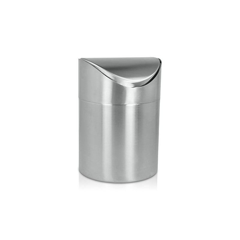 Metaltex Table Waste Container with Swinging lid, Stainless-Steel Silver, 12.1