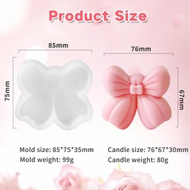 Candle Mold for Candle Making, 3D Silicone Mold for Resin Casting DIY Plaster Polymer Clay Home Decoration (Bow)
