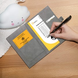 kwmobile Faux Leather Cover for German Examination Book - Examination Book Cover and Vaccination Certificate Cover - Extra Compartments - Cover Heart Brush Grey