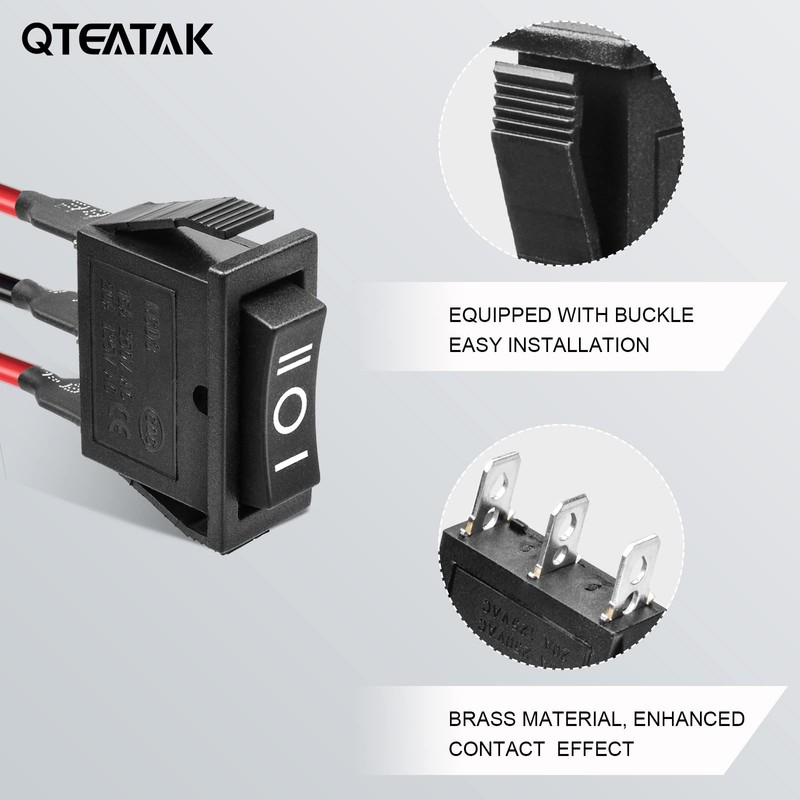 QTEATAK 5Pcs SPDT 3 Pins 3 Position Pre-Wired ON/Off/ON Toggle