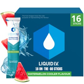 Liquid I.V. Hydration Sachets | Watermelon Cooler | Electrolyte Powder Mix | 1 Pack (16 Sticks) | 7 Vitamins and Minerals | Vegan