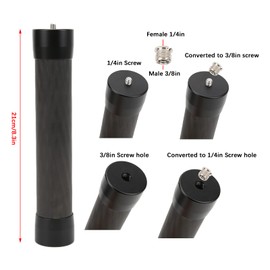 Extension Rod 21cm / 8.3in Professional Carbon Fiber Extension Rod Extension Handheld Pole Stick Monopod Stadium Riser with 1/4" Screw
