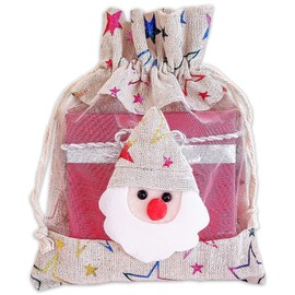 TheDisplayGuys - 6 Pack - 5x7 6x9 8x12 Gift Bags with Drawstring - Muslin Cotton Canvas (Santa Claus, Assorted) for Christmas Presents, Party Favors