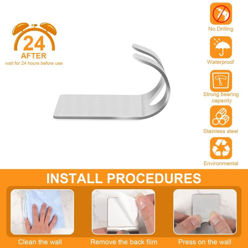 CGBE 4 Packs Shower Hooks for Inside Shower, Self Adhesive
