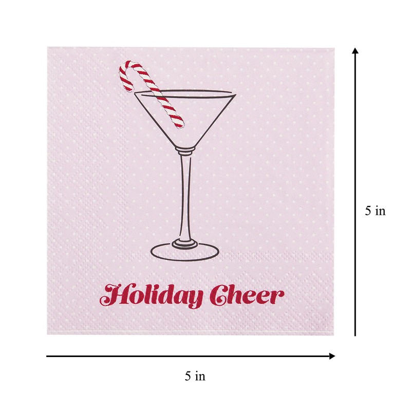 C.R. Gibson TW4-23698 Holiday Cheer Disposable Paper Cocktail Napkins for