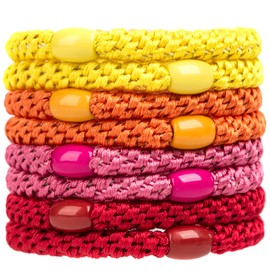J.CARP 8Pcs Mixed color Hair Ties for Women Girls, Elastics Hair Bands Ponytail Holders, No Damage No Crease Hair Elastics, Perfect for Girls and Women with Thick or Curly Hair, Style 2