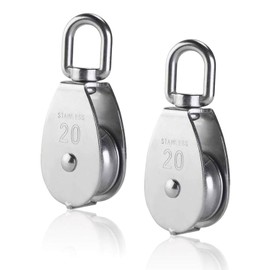 ZAMXHUG Pulley – 2 pcs Swivel Pulley, Shells Pulley Roller for Ropes, M20 Pulley Pulley, Block Cable Pulley, Stainless Steel Block Pulley, 20 mm Load Capacity 80 kg