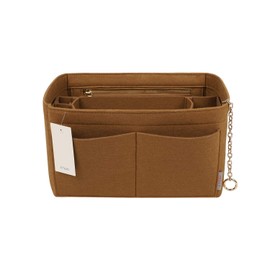 Purse Organizer Insert, Felt Purse Organizer with Zipper and Sewn Bottom Insert, Fit Speedy Neverfull Graceful,6 Sizes (X-Large, Lighting Coffee)