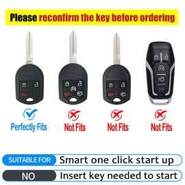 CHATYYD Key Fob Cover for Ford with Keychain,Soft TPU Car Key Cover Case for Ford F150 F250 F350 F450 Flex Explorer Escape Ranger Fusion 2004-2014 Accessories(3 Buttons) (Blue)