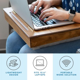 LAPGEAR Schoolhouse Lap Desk with Storage Compartments - Acacia Wood - Natural - Style No. 45076