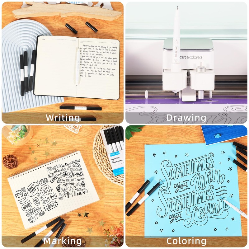 REALIKE Black Dual Tips Marker Pens for Cricut Maker 3/Maker/Explore