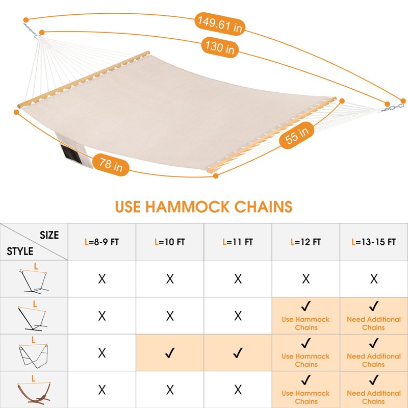 Lazy Daze Hammocks 11 FT Double Outside Hammock Quick Dry