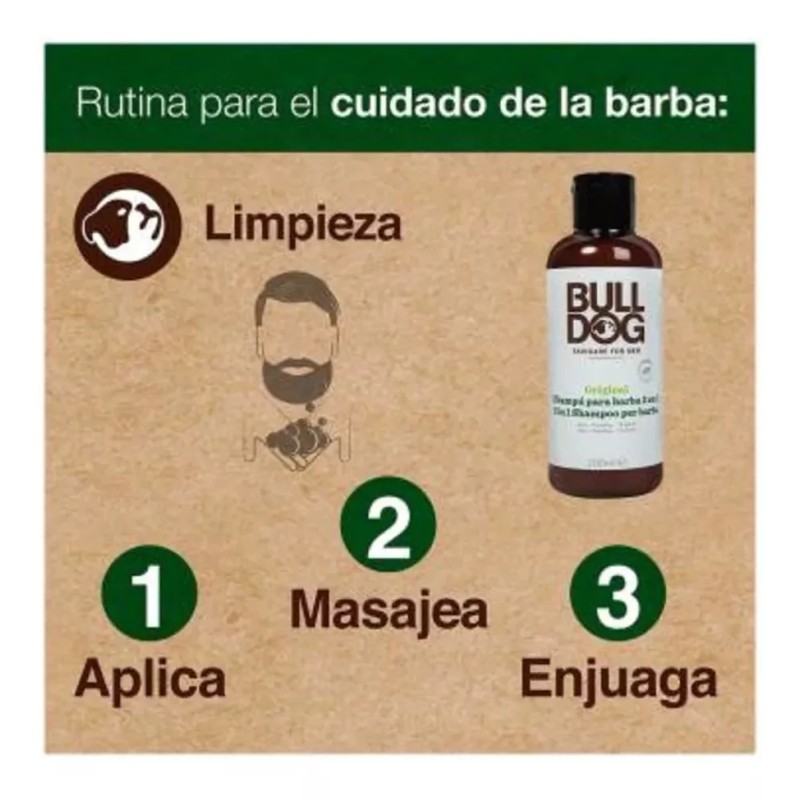 Bulldog Shampoo Para Barba 2 En 1 Bulldog Original 200