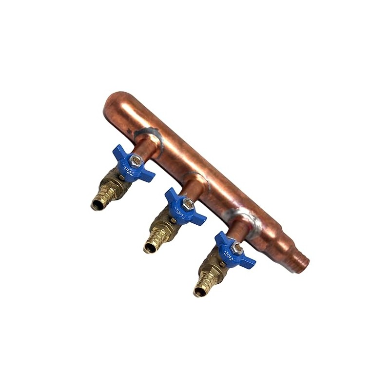 PEX Plumbing Manifold 3/4" Male 1/2" Ball Valve, Close End,