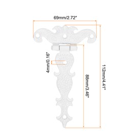 Sourcing Map 8pcs Retro White Zinc Plated T-Strap Hinges, 3.5 Inch Door Tee Hinge for Wooden Fences Yard Doors Barn Gate Wooden Box