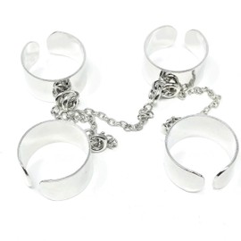 Puente 4 Ring Chain Ring, Silver, Men's, Women's, Silver Ring, One Size, Thick, Accessory, Stylish