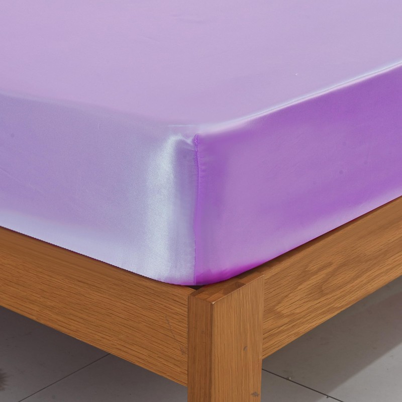 ROOEE Satin Silk Fitted Sheet with Pillowcase Set Breathable Soft