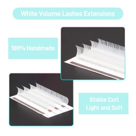 VAVALASH Colored Lash Extensions 0.07mm C Curl White Individual Volume Lashes Extensions 13-20 Mix Length Color Eyelash Extensions for Salon (White 0.07-C, 13-20mm)