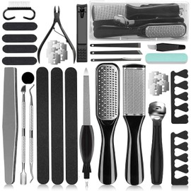 Kit de pedicura 36 en 1, herramientas profesionales de pedicura Raspador de pies para eliminar las pieles muertas para el hogar y el cuidado en el salón