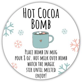Hot Cocoa Bomb Stickers Hot Chocolate Bomb Instructions Christmas Winter Packaging Labels 2-inch 40-Count 2 Sheets